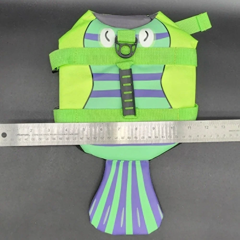 Wdehome Dog Life Jacket Green‎ Purple Fish Tail Pet Safety Vest XS Small Dog